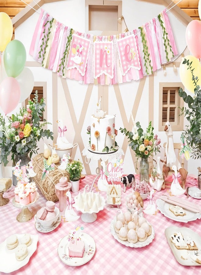 Kriyokiaa One Silly Goose High Chair Banner One High Chair Banner Girl Photo Backdrop First Birthday Decorations for Girl Wall Hanging Decorations for Kids Bedroom - Image 4